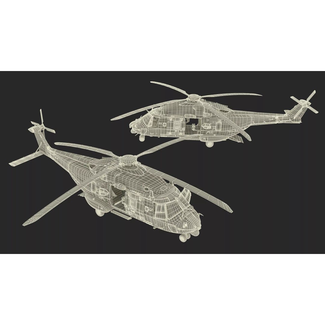 Military Transport Helicopter 3D Model – Rigged Green Camo for Maya - View 36
