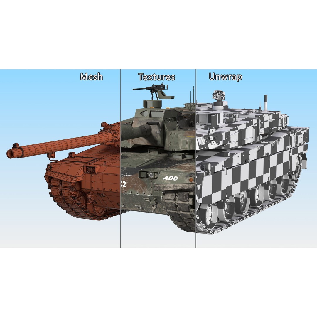 Korean Tank K2 3D Model – Camouflage Battle Tank, PBR Textures - View 21