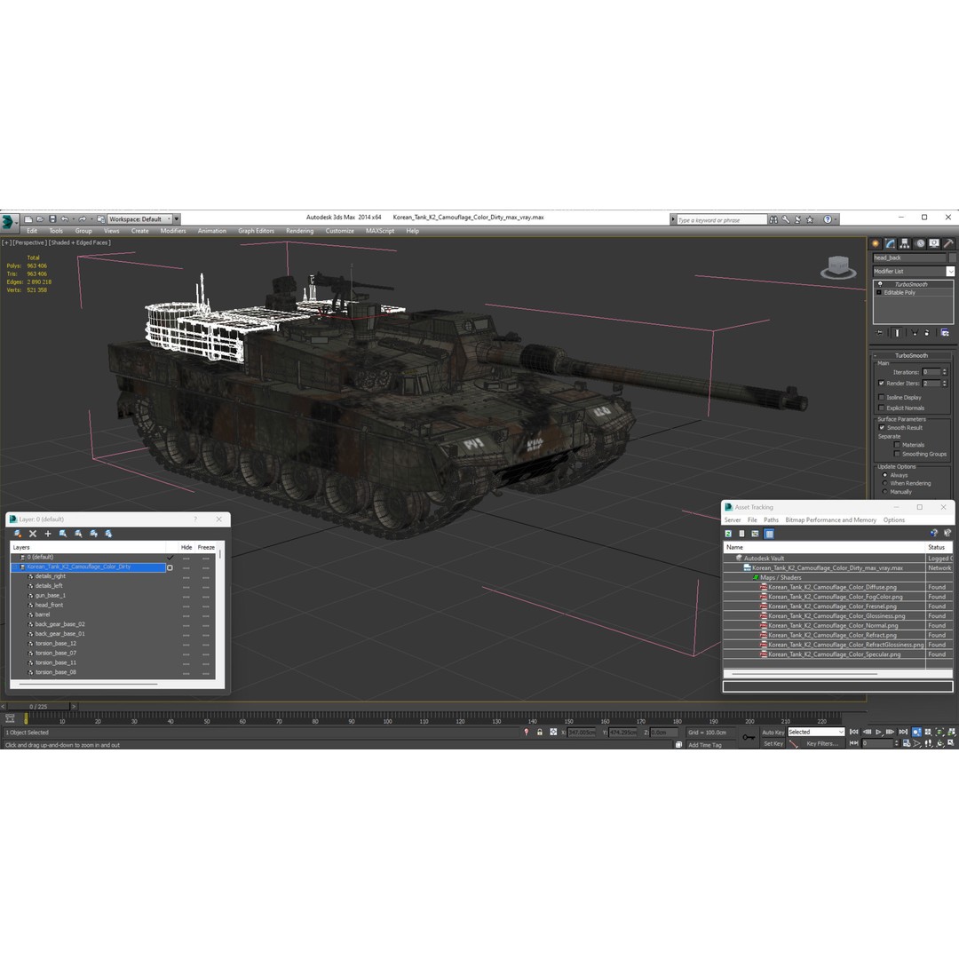 Korean Tank K2 3D Model – Camouflage Battle Tank, PBR Textures - View 26