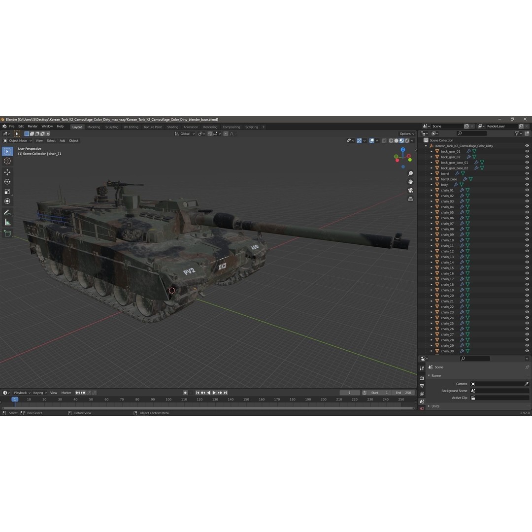 Korean Tank K2 3D Model – Camouflage Battle Tank, PBR Textures - View 27