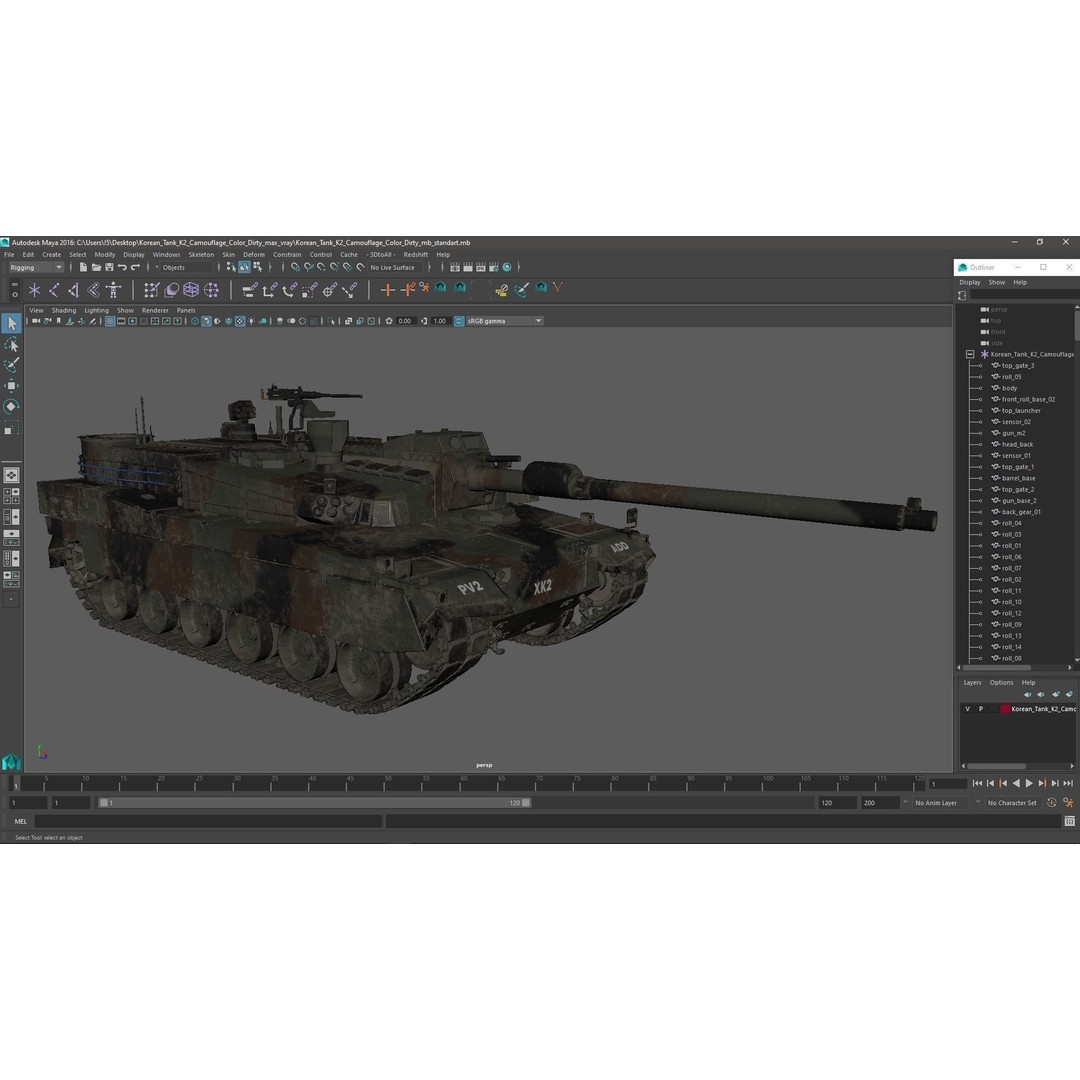 Korean Tank K2 3D Model – Camouflage Battle Tank, PBR Textures - View 30