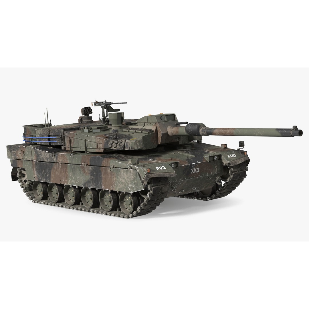 Korean Tank K2 3D Model – Camouflage Battle Tank, PBR Textures - View 9