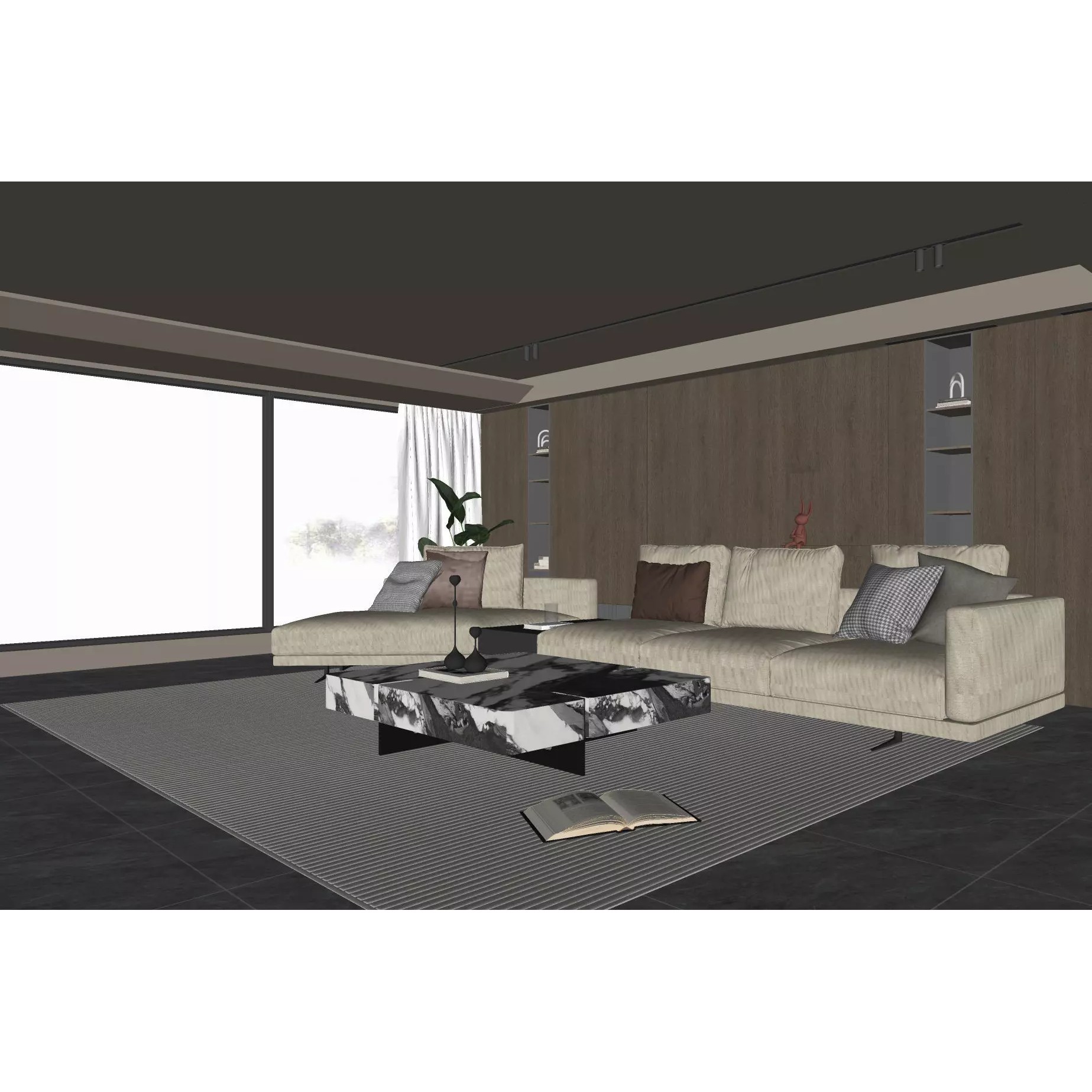 Italian Minimalist Living Room - Game-Ready 3D Model