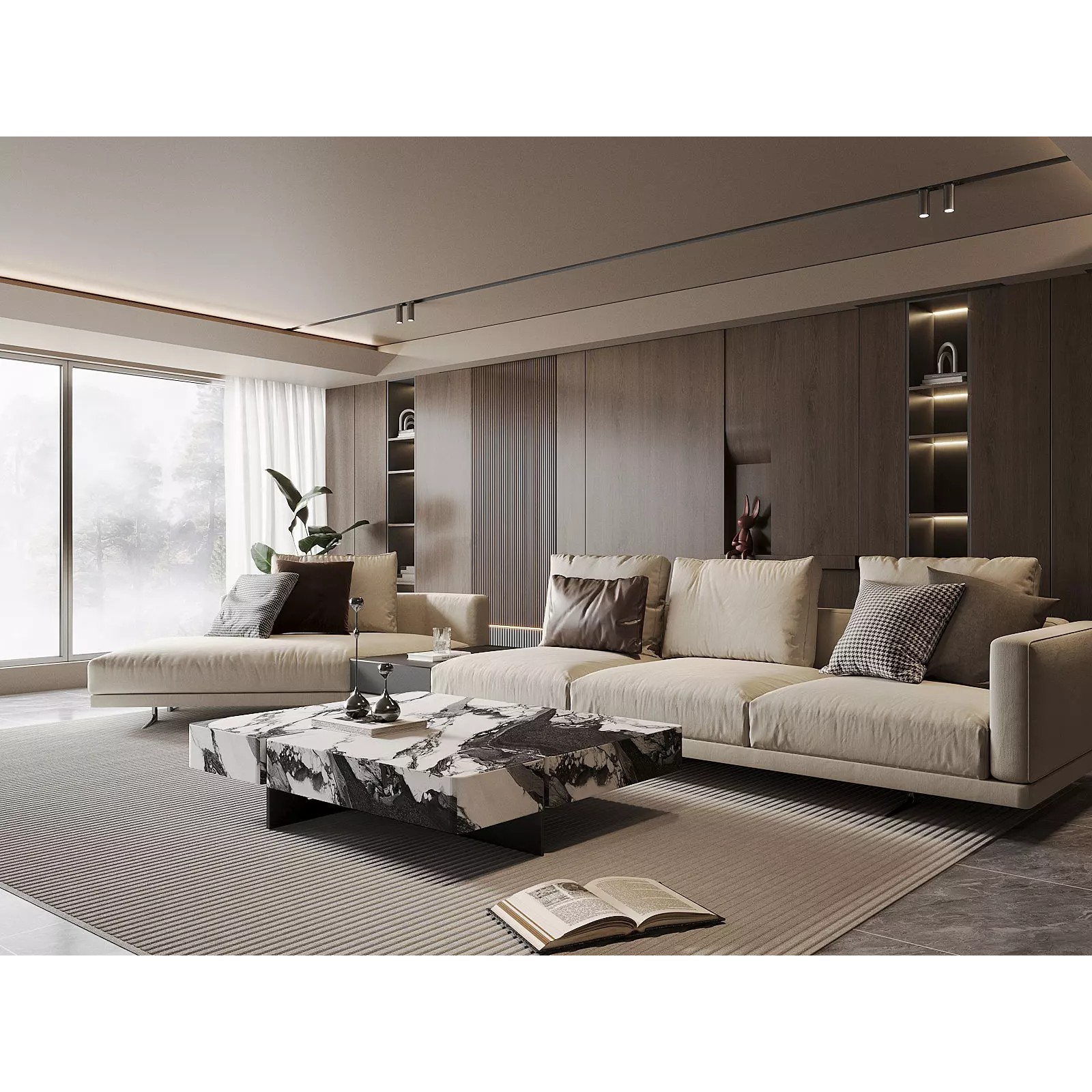 Italian Minimalist Living Room - Game-Ready 3D Model - View 2