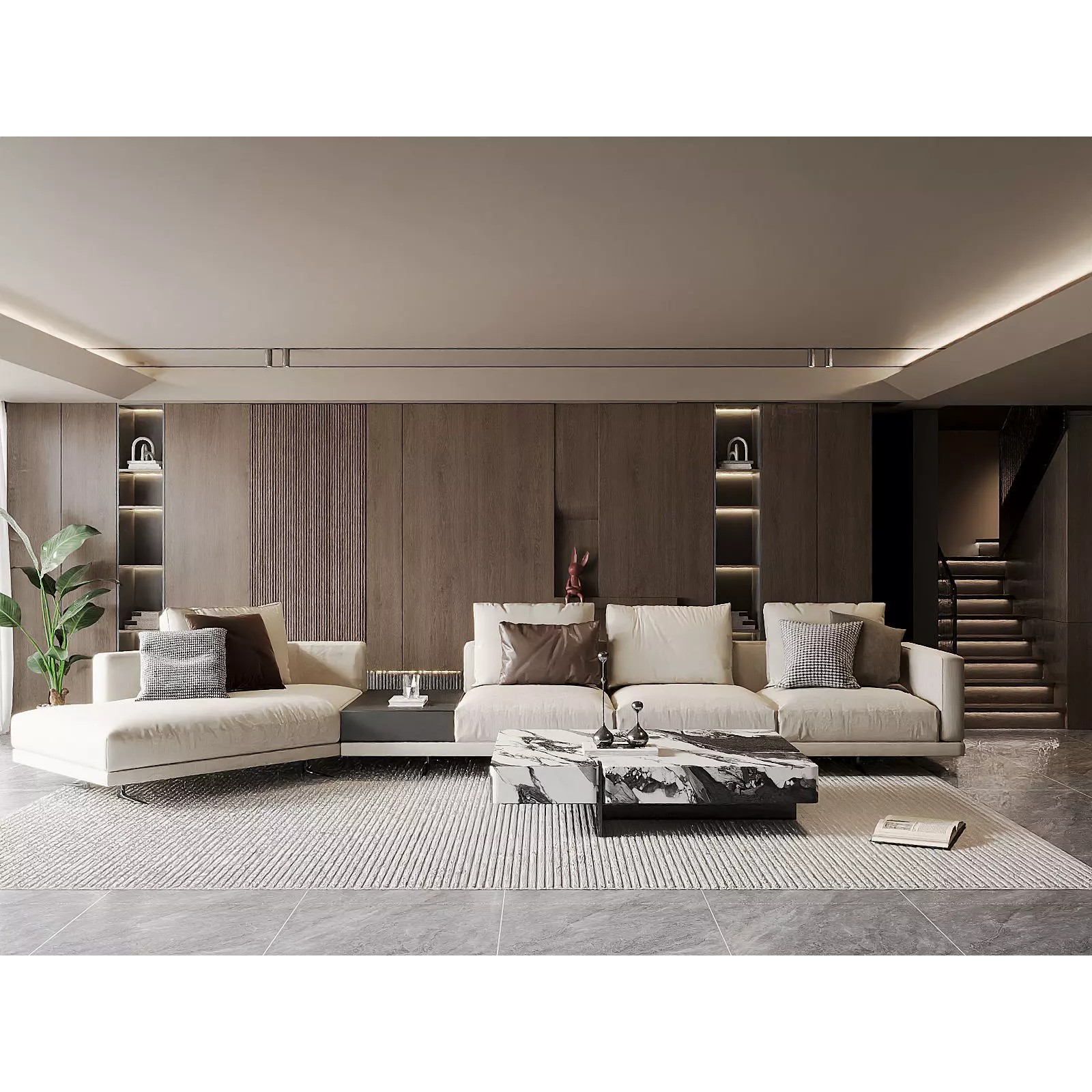 Italian Minimalist Living Room - Game-Ready 3D Model - View 3