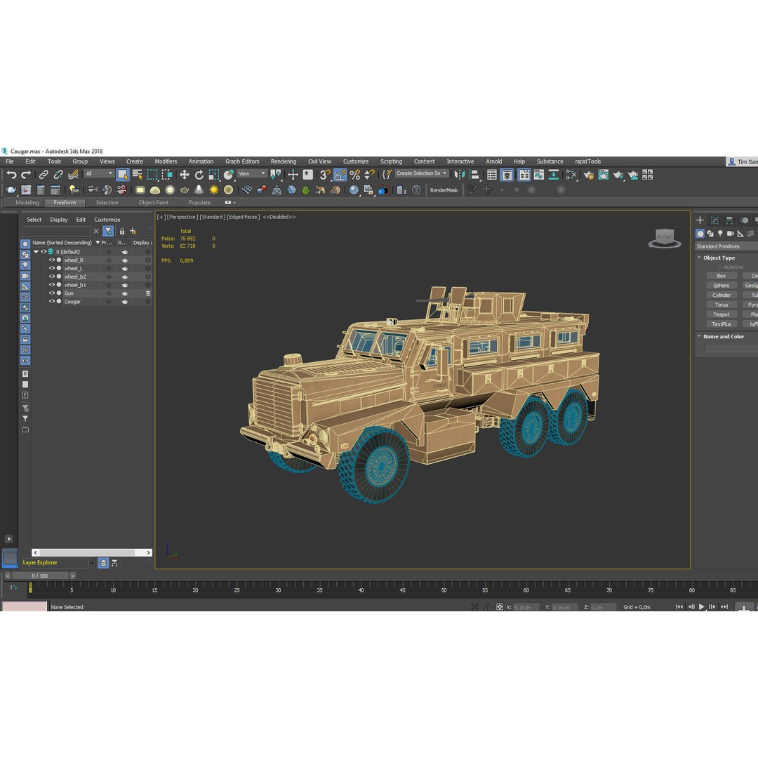 Cougar 6x6 MRAP 3D Model – Game-Ready Military Vehicle, FBX - View 13
