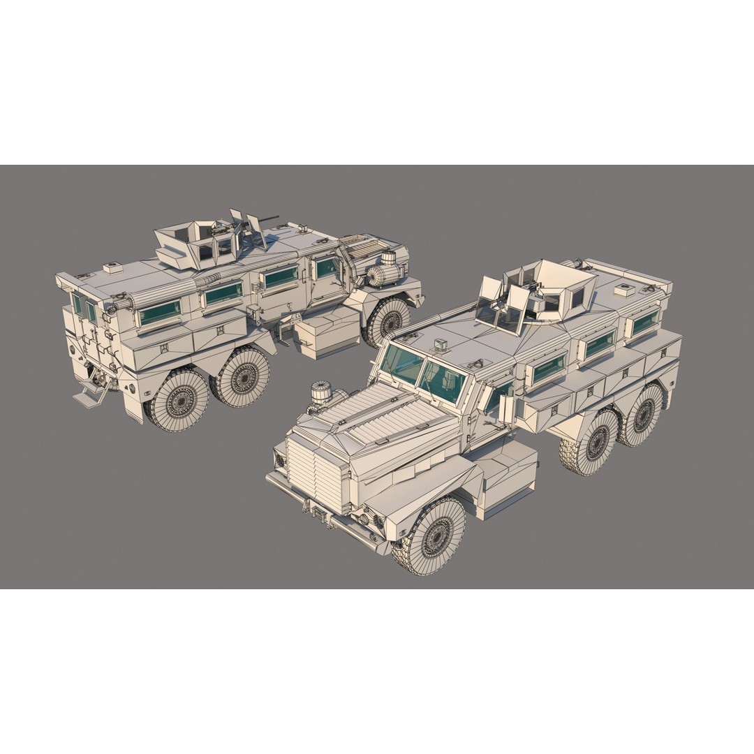 Cougar 6x6 MRAP 3D Model – Game-Ready Military Vehicle, FBX - View 14