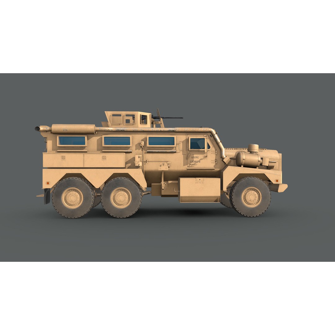 Cougar 6x6 MRAP 3D Model – Game-Ready Military Vehicle, FBX - View 3