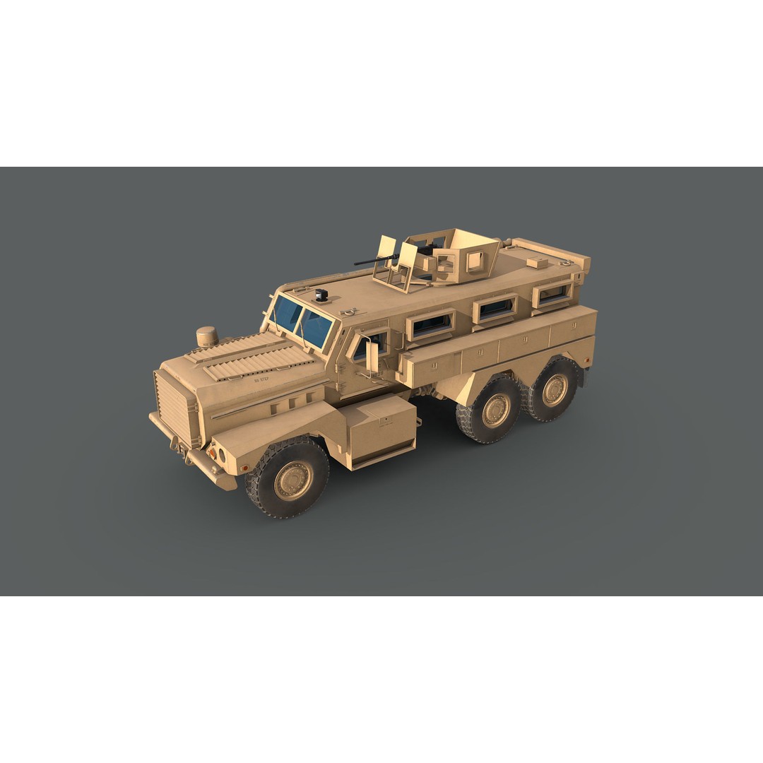 Cougar 6x6 MRAP 3D Model – Game-Ready Military Vehicle, FBX - View 4