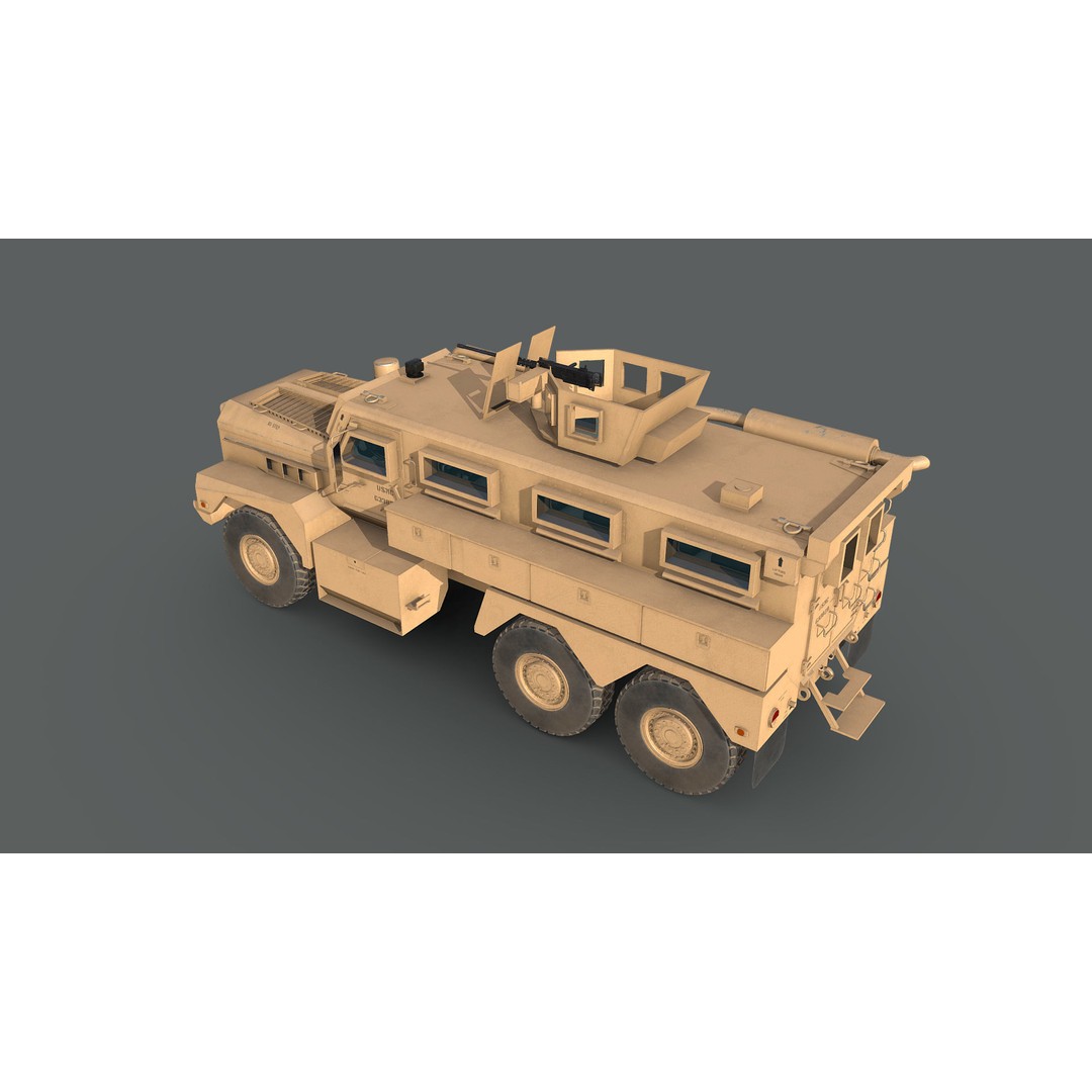 Cougar 6x6 MRAP 3D Model – Game-Ready Military Vehicle, FBX - View 6