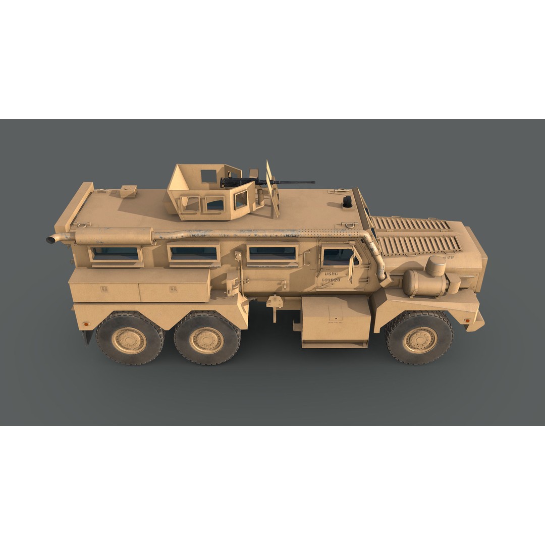 Cougar 6x6 MRAP 3D Model – Game-Ready Military Vehicle, FBX - View 8