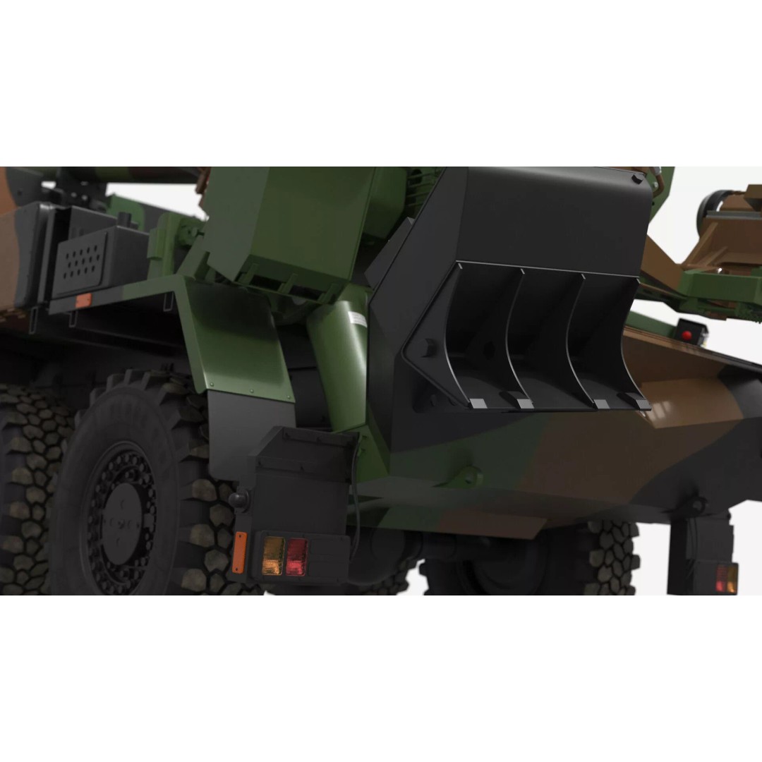 Heavy Military Truck 3D Model – Armored Artillery System with PBR Textures - View 12