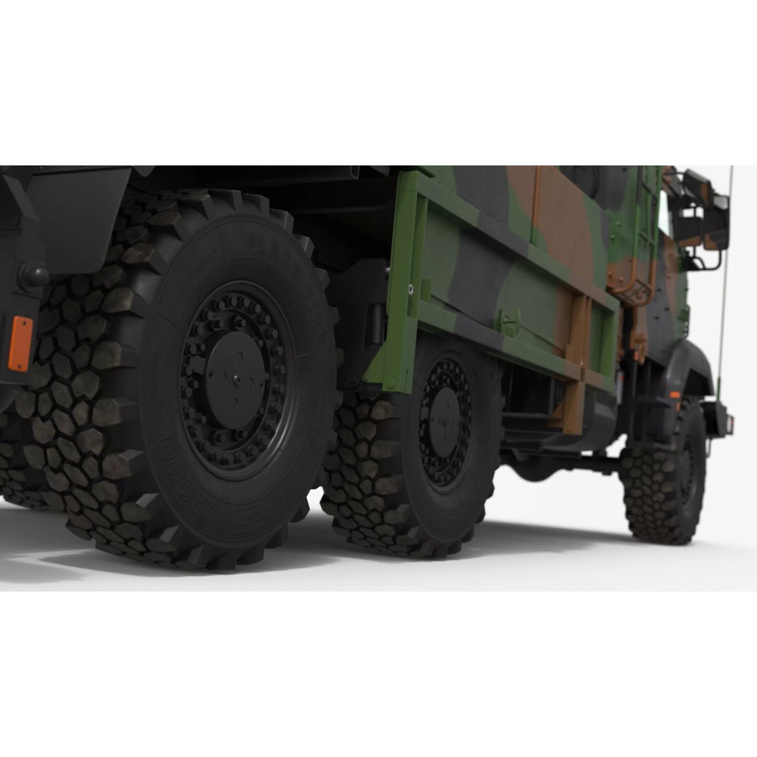 Heavy Military Truck 3D Model – Armored Artillery System with PBR Textures - View 13