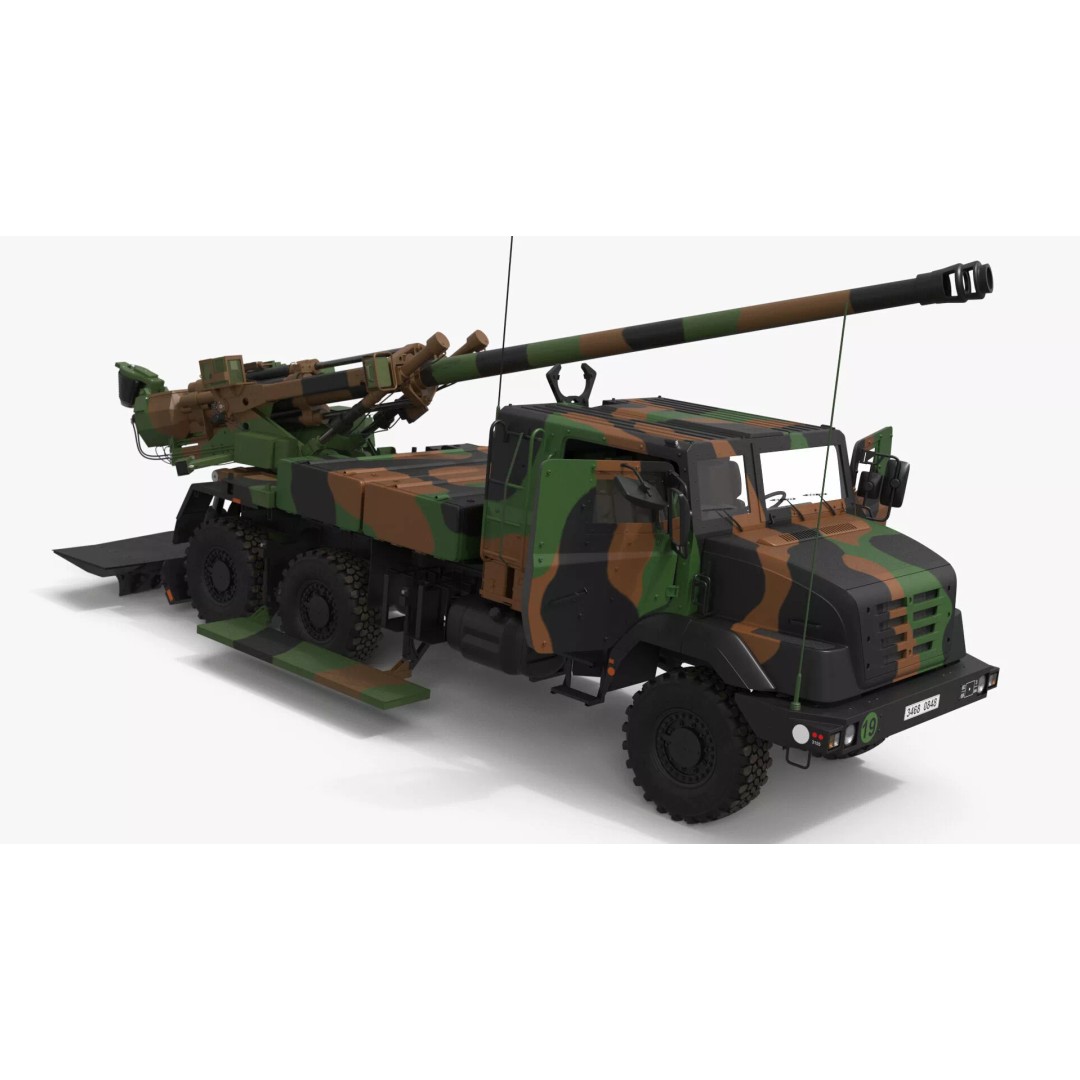 Heavy Military Truck 3D Model – Armored Artillery System with PBR Textures - View 15