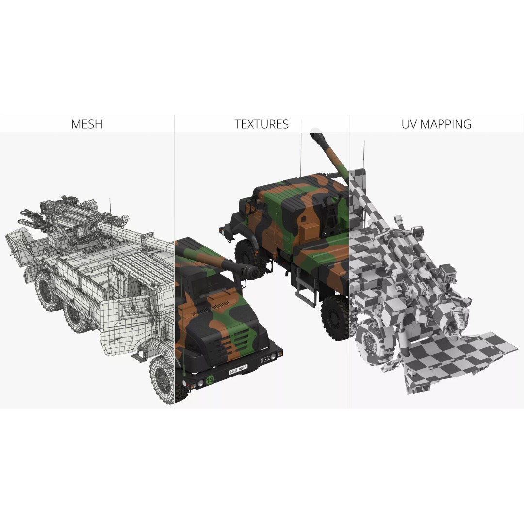 Heavy Military Truck 3D Model – Armored Artillery System with PBR Textures - View 17