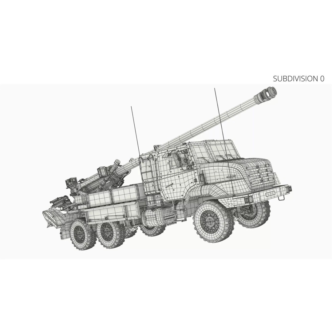 Heavy Military Truck 3D Model – Armored Artillery System with PBR Textures - View 18