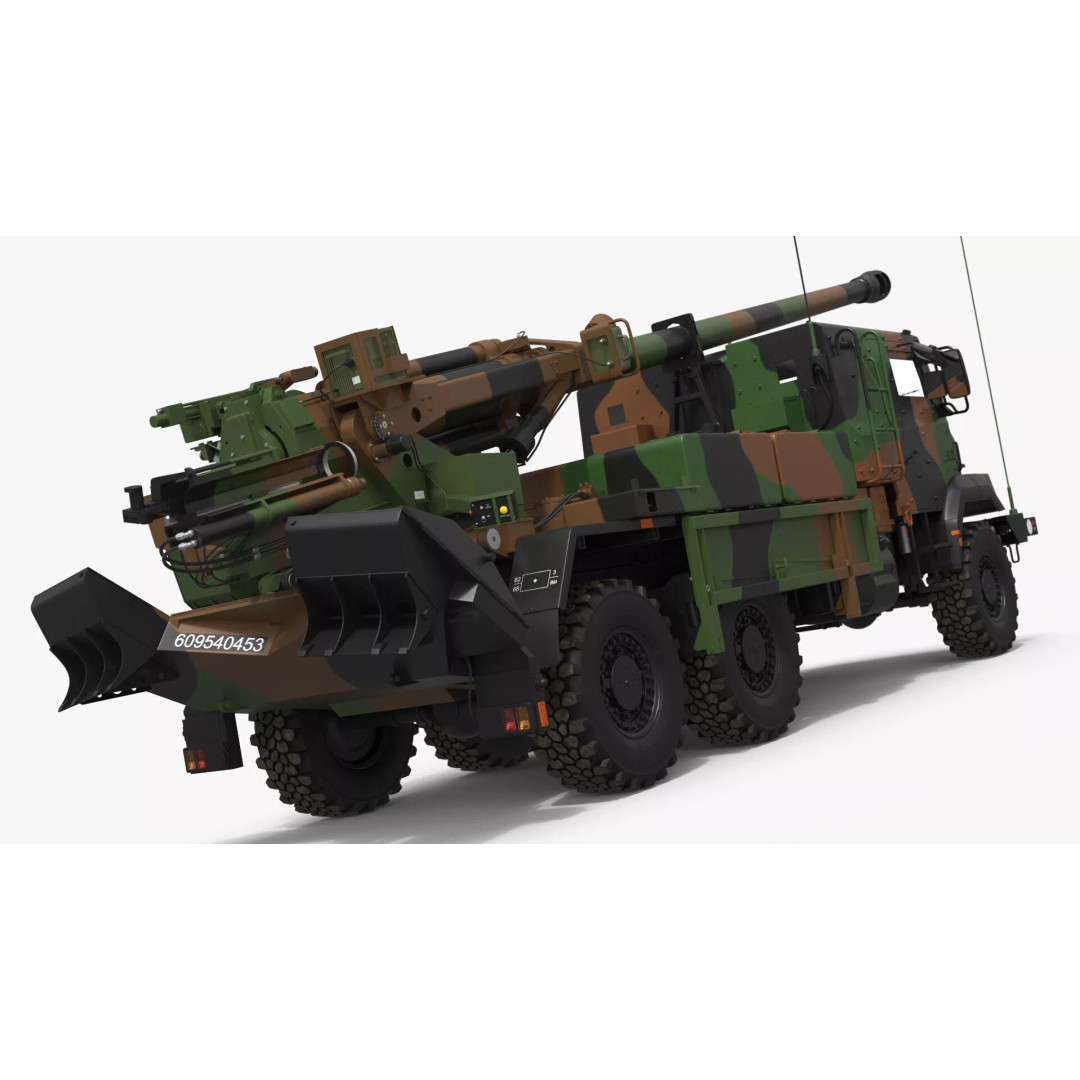 Heavy Military Truck 3D Model – Armored Artillery System with PBR Textures - View 2