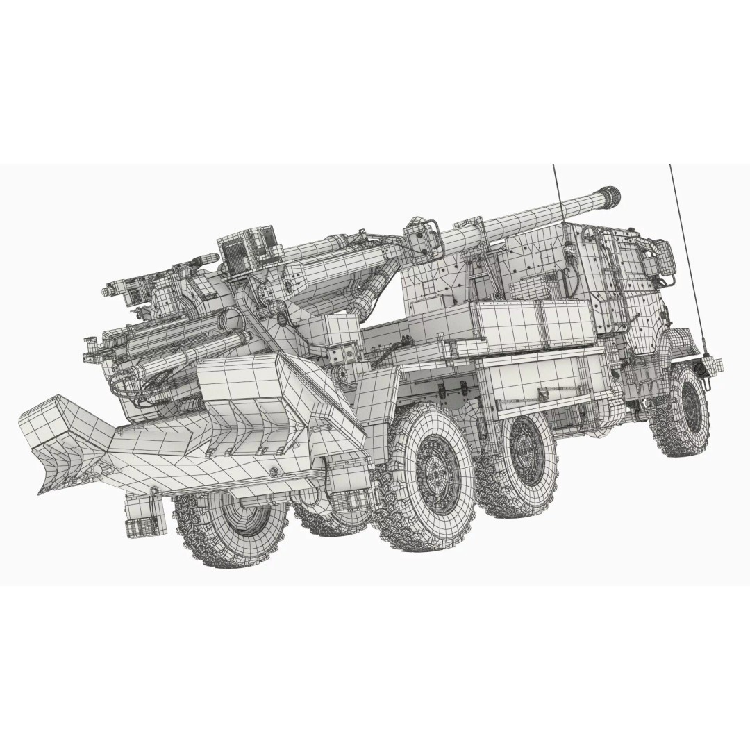 Heavy Military Truck 3D Model – Armored Artillery System with PBR Textures - View 20