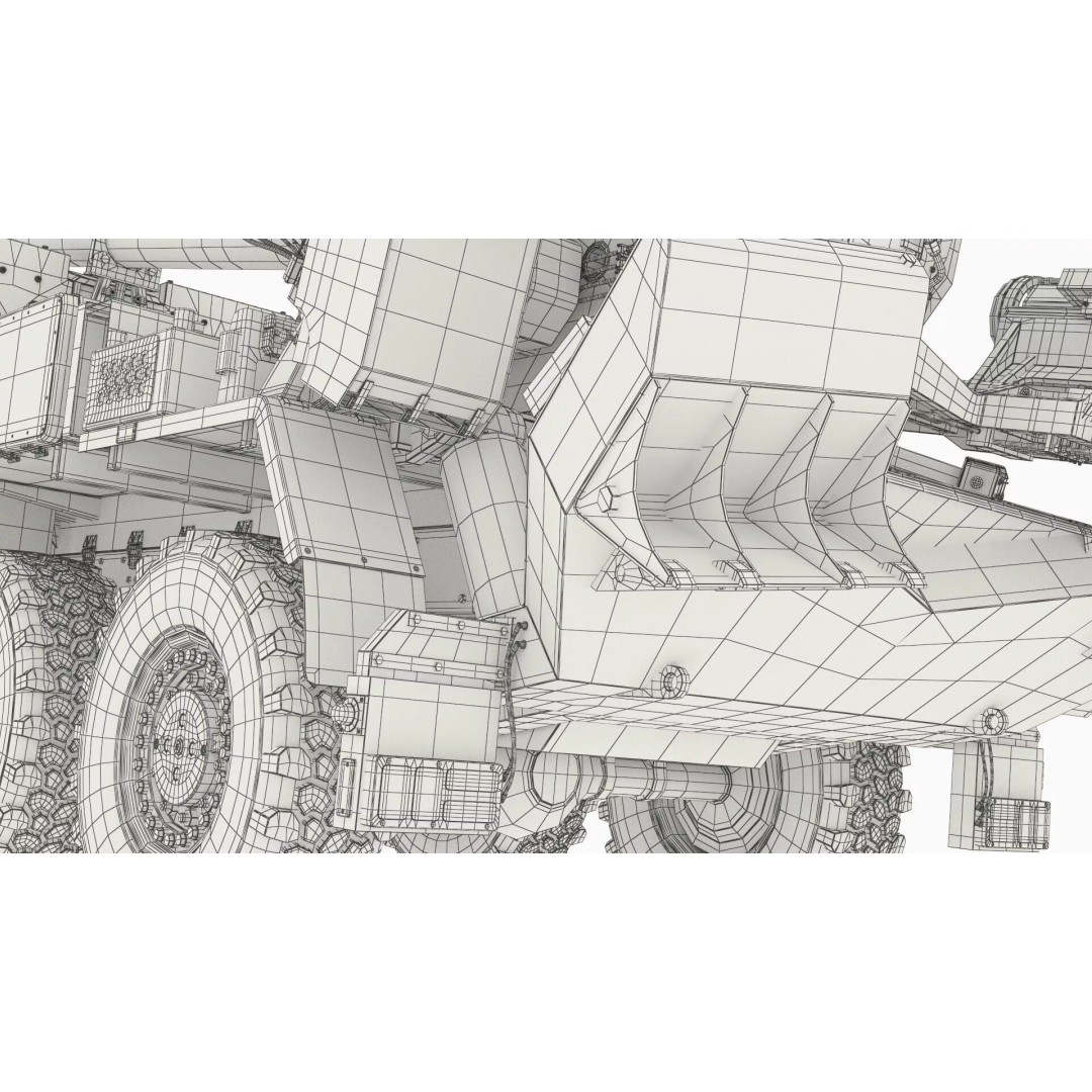 Heavy Military Truck 3D Model – Armored Artillery System with PBR Textures - View 23