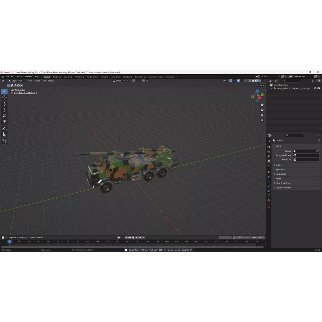 Heavy Military Truck 3D Model – Armored Artillery System with PBR Textures - View 29
