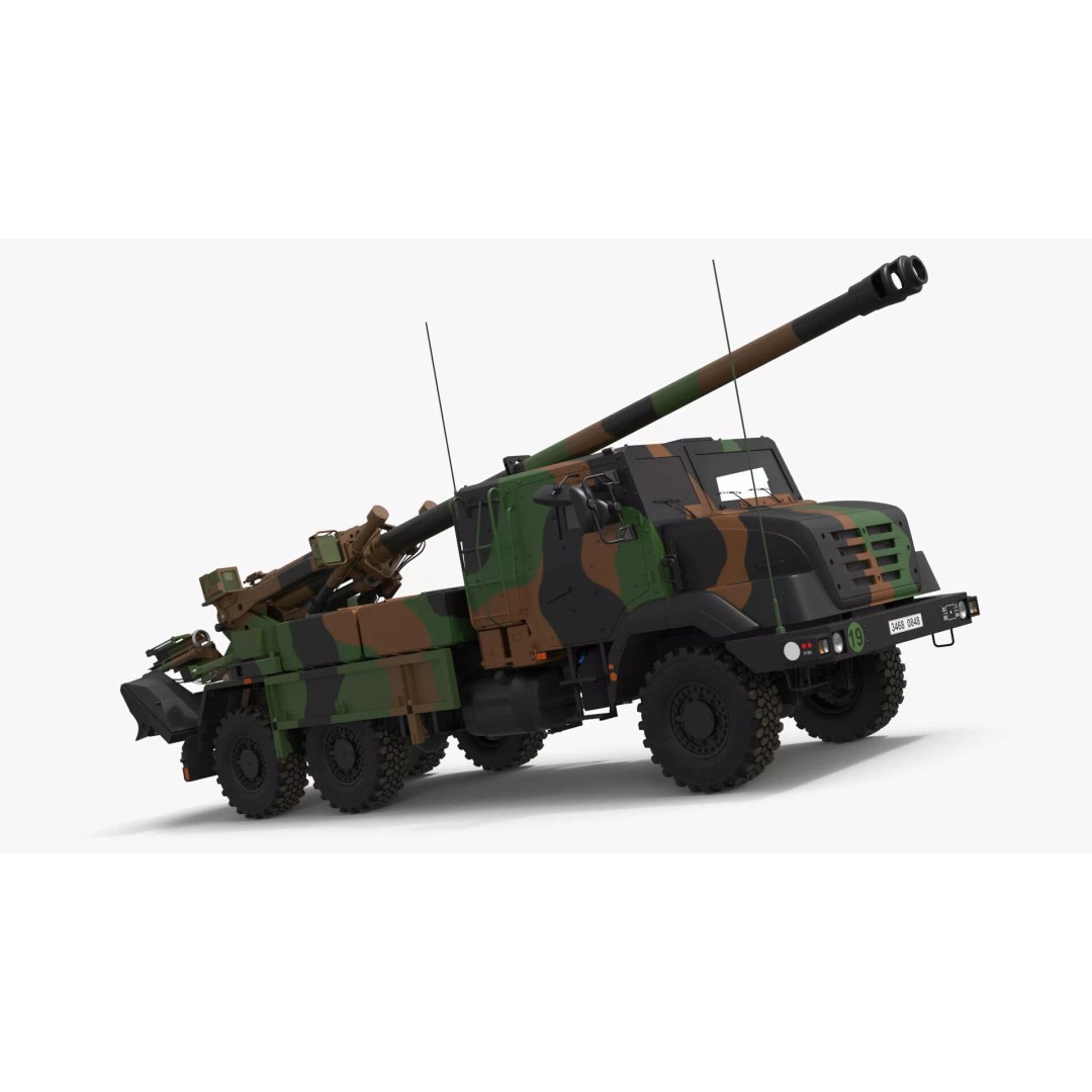 Heavy Military Truck 3D Model – Armored Artillery System with PBR Textures - View 3