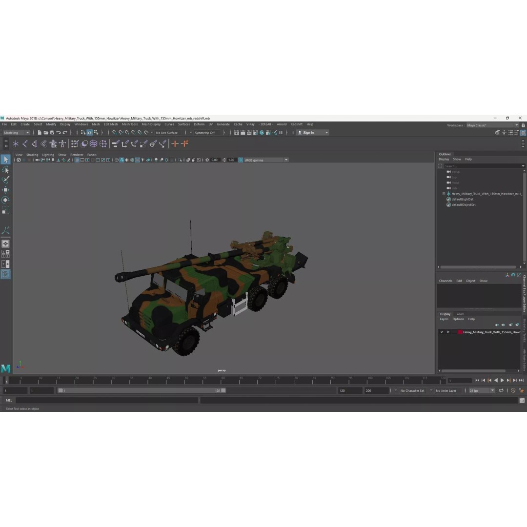 Heavy Military Truck 3D Model – Armored Artillery System with PBR Textures - View 30