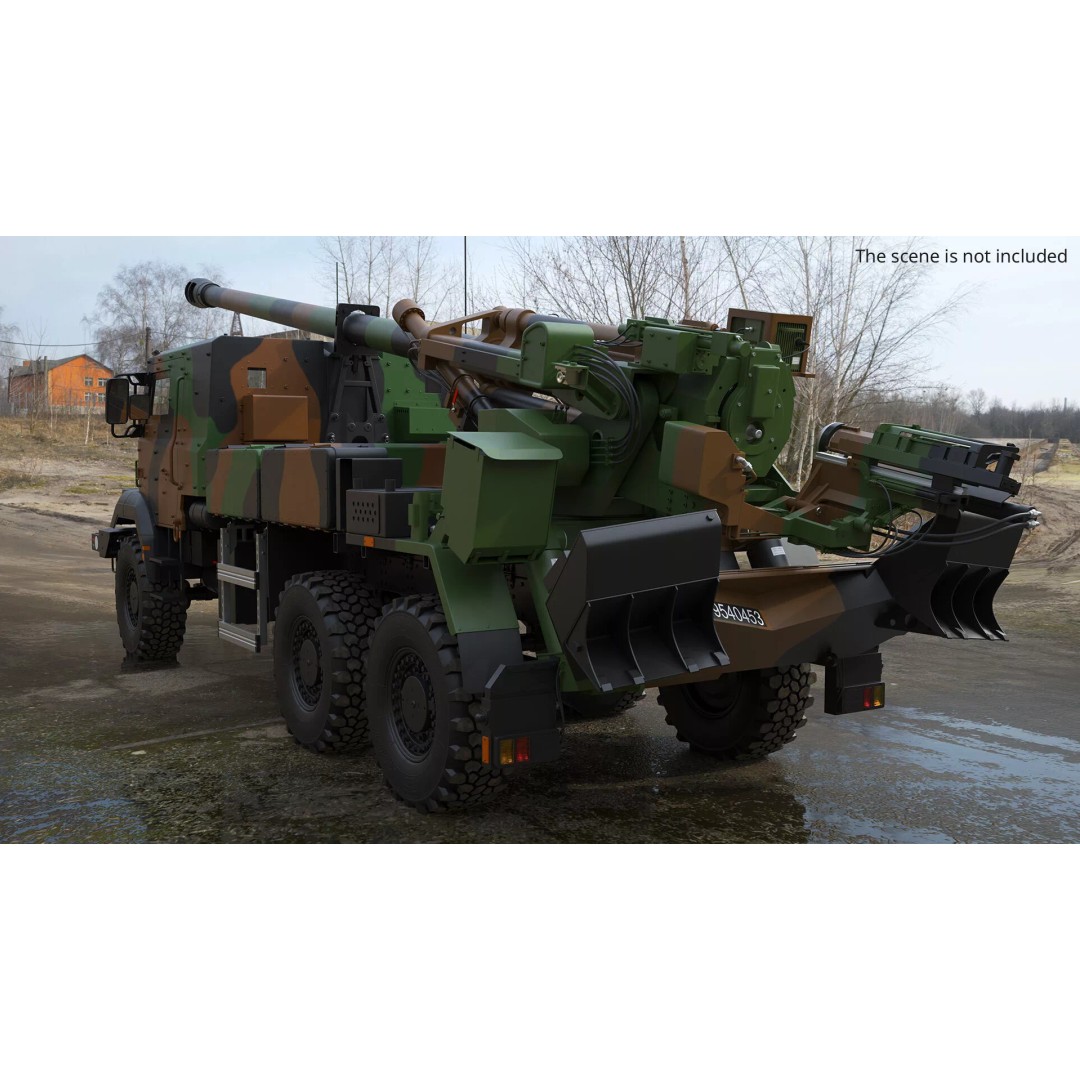 Heavy Military Truck 3D Model – Armored Artillery System with PBR Textures - View 4