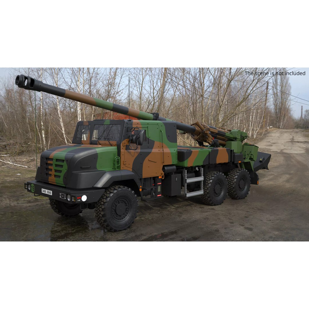 Heavy Military Truck 3D Model – Armored Artillery System with PBR Textures - View 5
