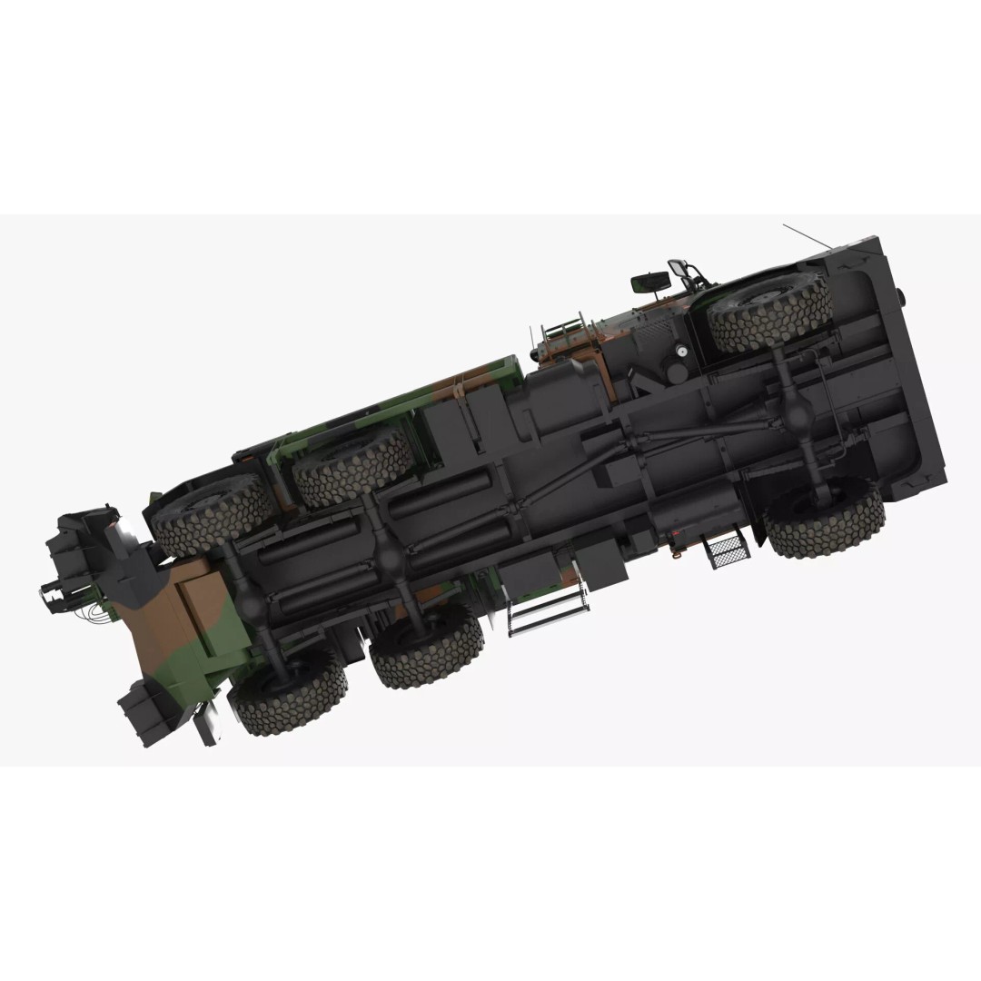 Heavy Military Truck 3D Model – Armored Artillery System with PBR Textures - View 9