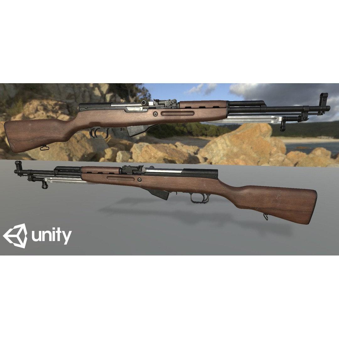 Russian SKS Rifle 3D Model – Low Poly Game Ready Asset, FBX