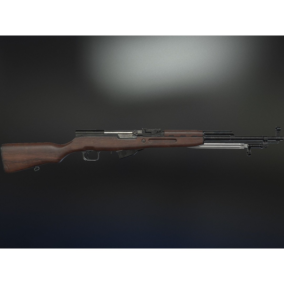 Russian SKS Rifle 3D Model – Low Poly Game Ready Asset, FBX - View 10