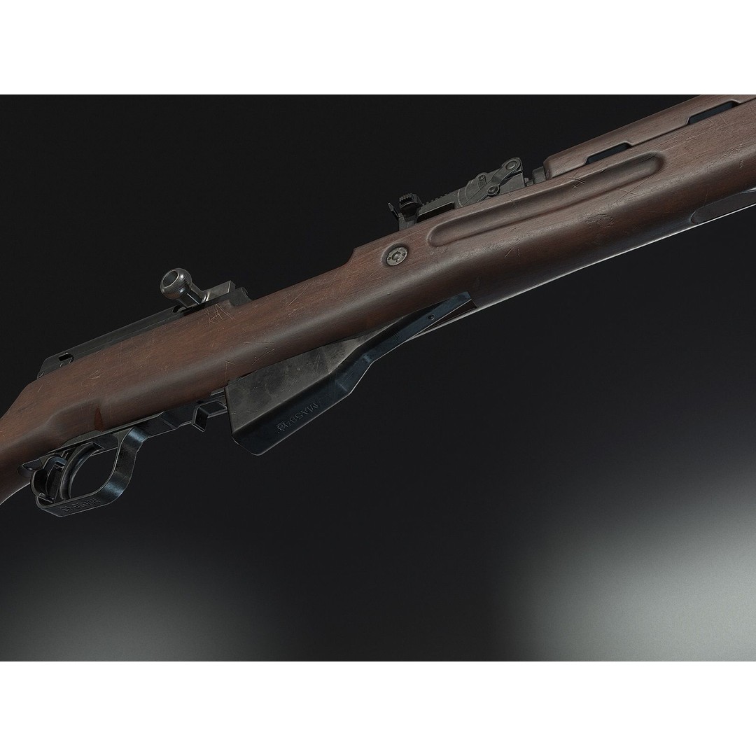 Russian SKS Rifle 3D Model – Low Poly Game Ready Asset, FBX - View 11