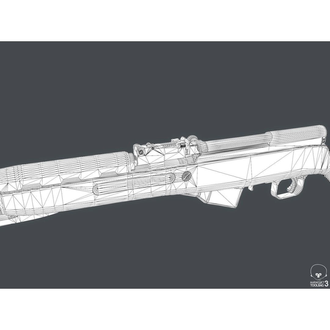Russian SKS Rifle 3D Model – Low Poly Game Ready Asset, FBX - View 14