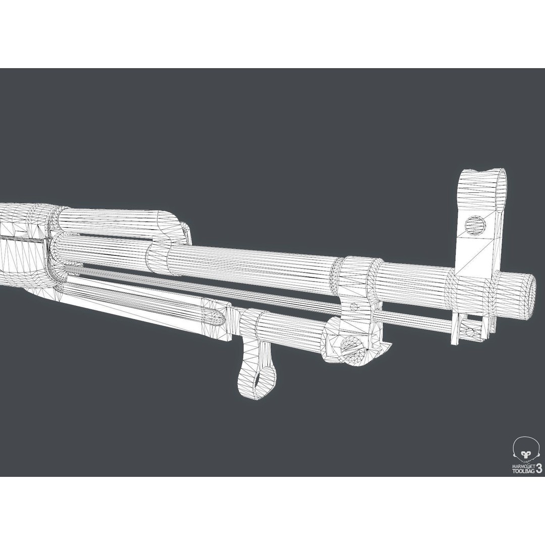 Russian SKS Rifle 3D Model – Low Poly Game Ready Asset, FBX - View 16