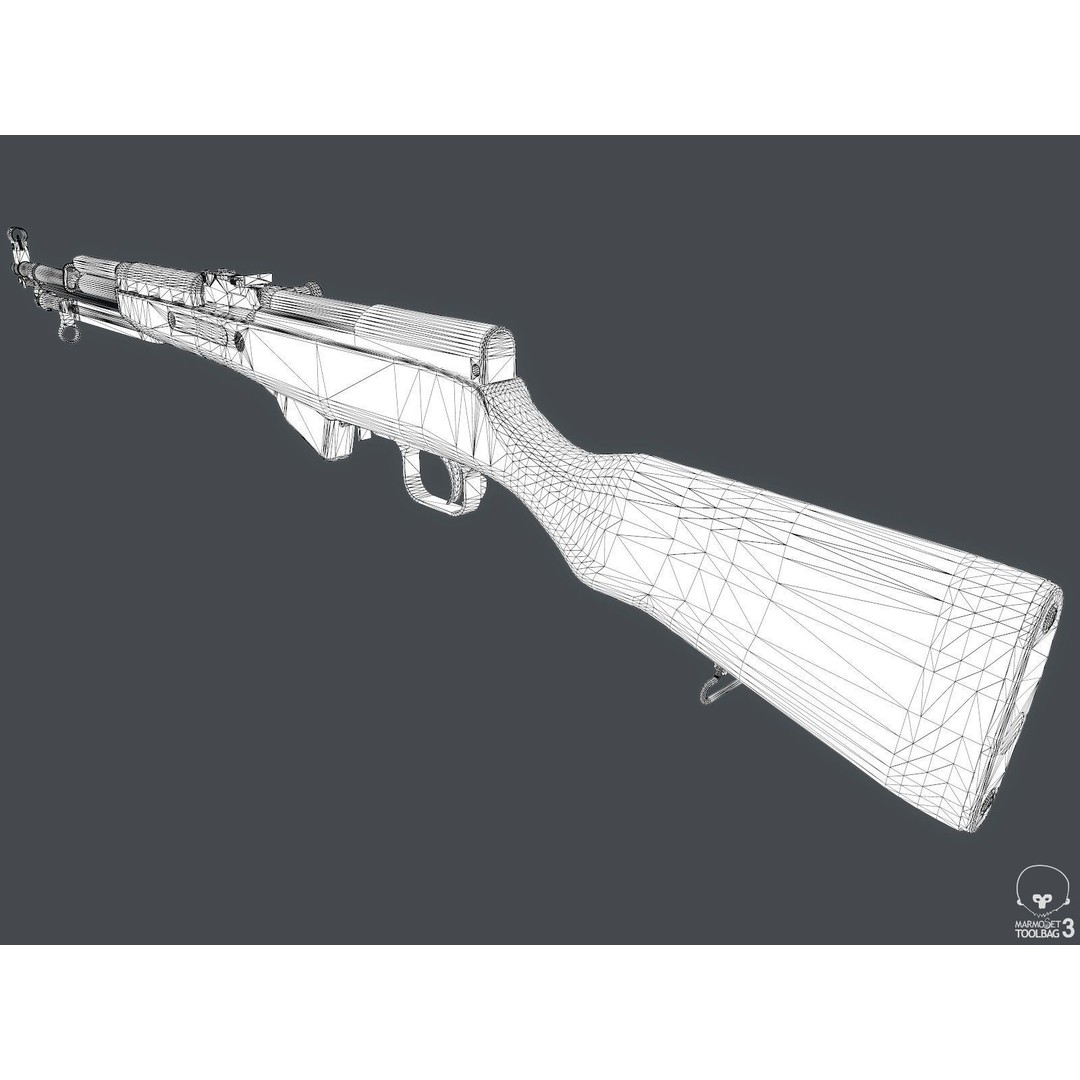 Russian SKS Rifle 3D Model – Low Poly Game Ready Asset, FBX - View 17
