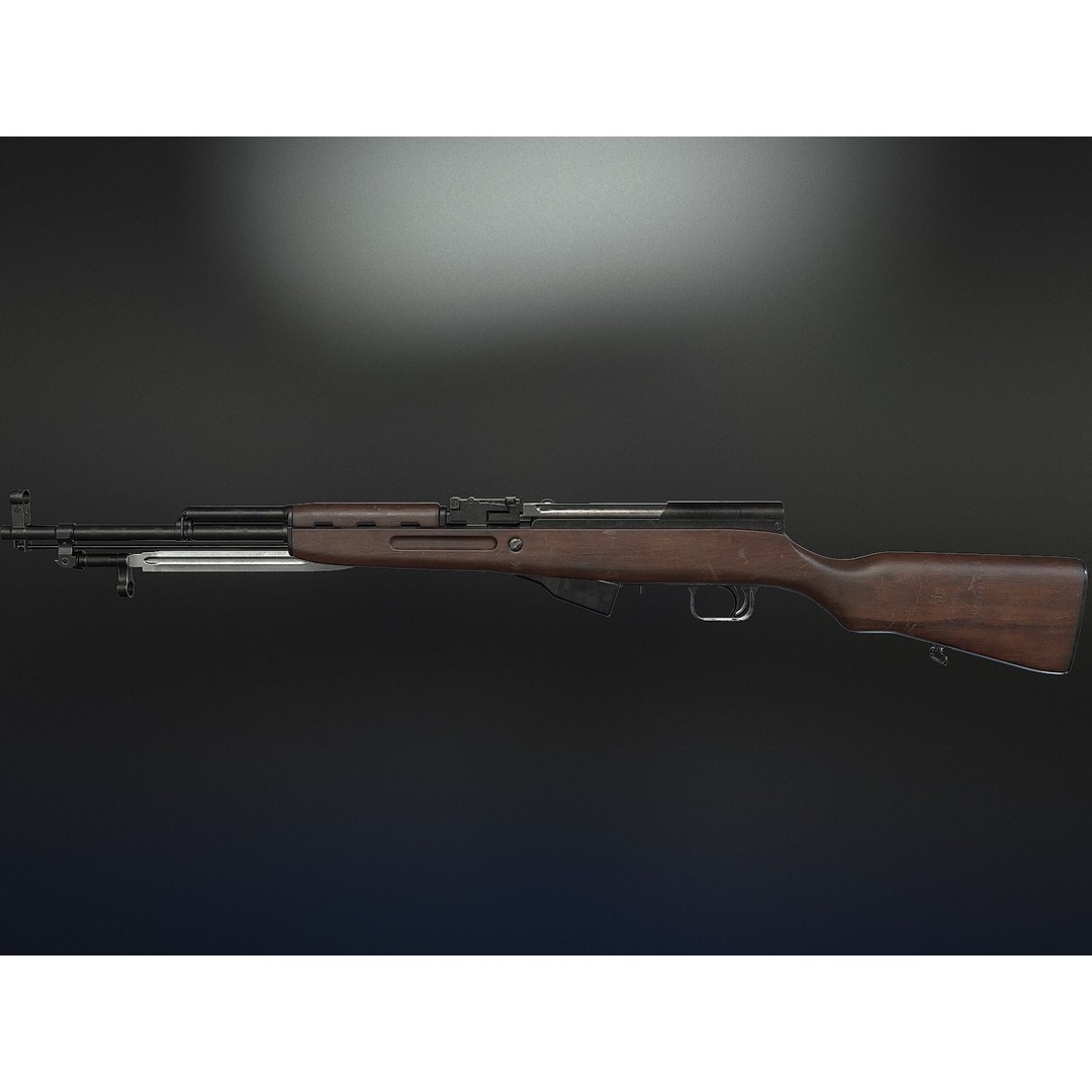 Russian SKS Rifle 3D Model – Low Poly Game Ready Asset, FBX - View 3