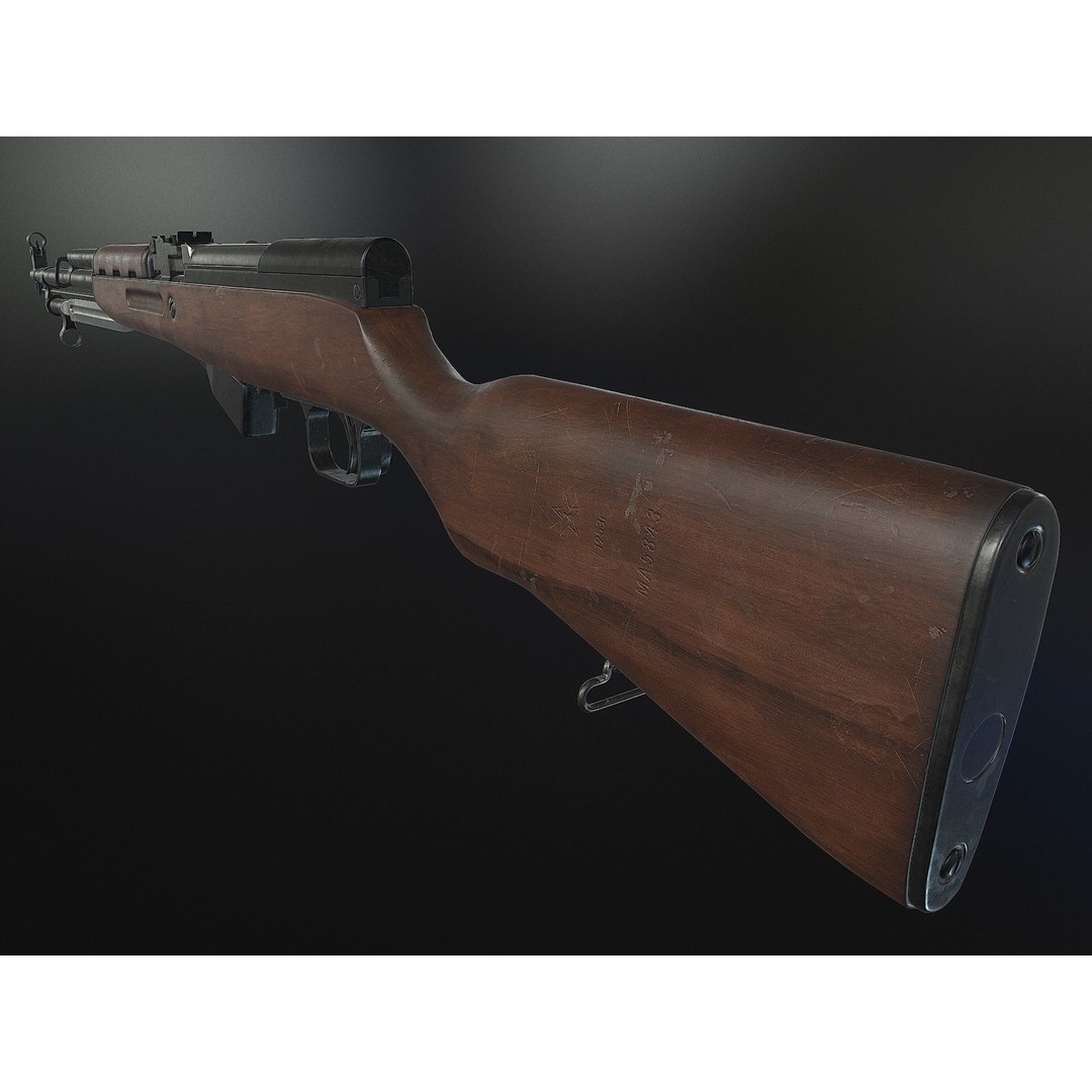 Russian SKS Rifle 3D Model – Low Poly Game Ready Asset, FBX - View 4