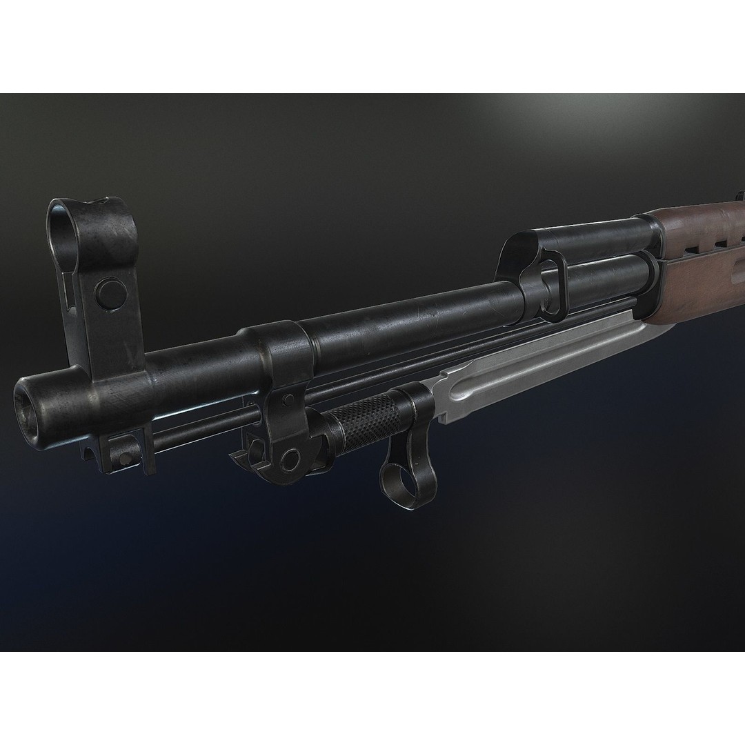Russian SKS Rifle 3D Model – Low Poly Game Ready Asset, FBX - View 6