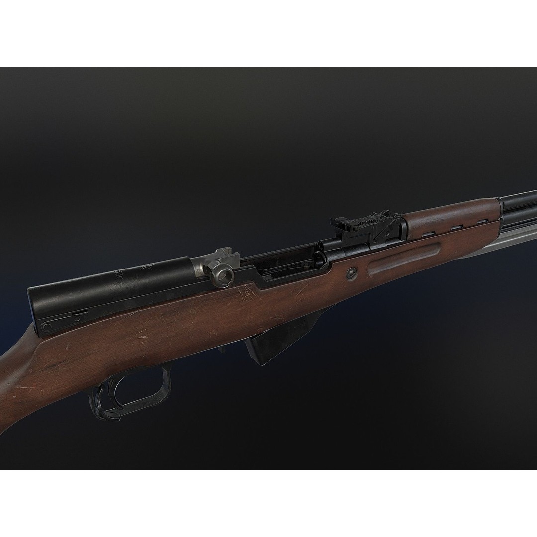 Russian SKS Rifle 3D Model – Low Poly Game Ready Asset, FBX - View 8