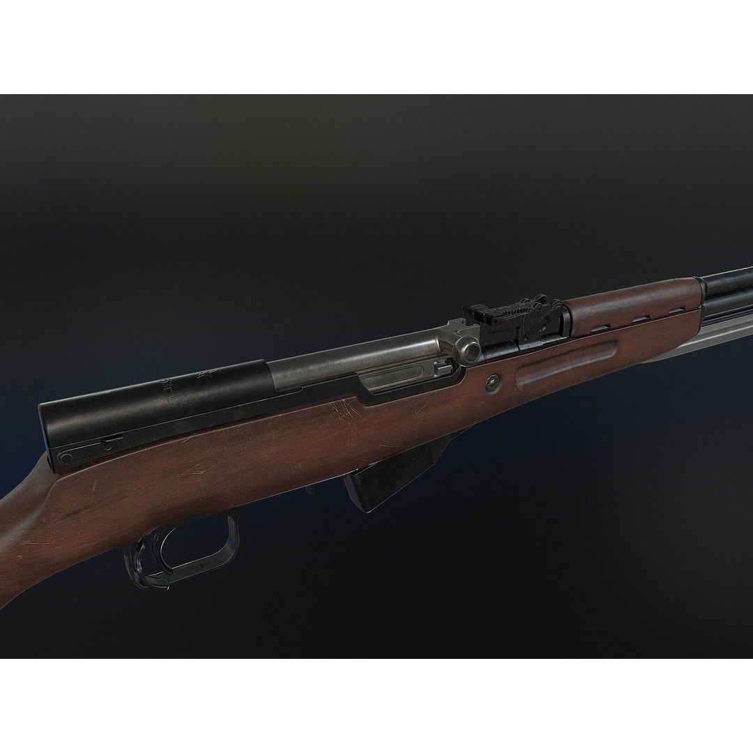 Russian SKS Rifle 3D Model – Low Poly Game Ready Asset, FBX - View 9