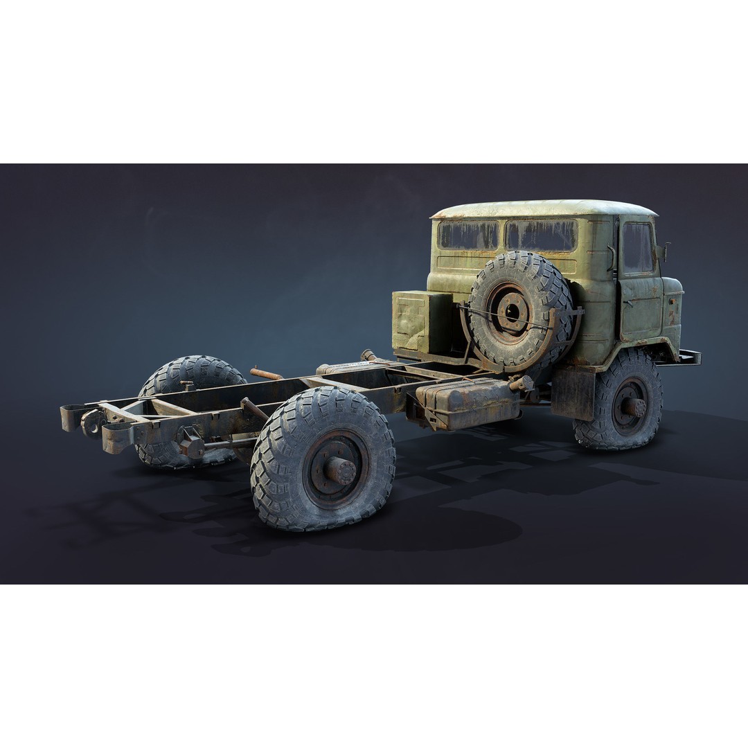 GAZ-66 Flatbed 3D Model – Low Poly Game Ready Asset, FBX - View 10