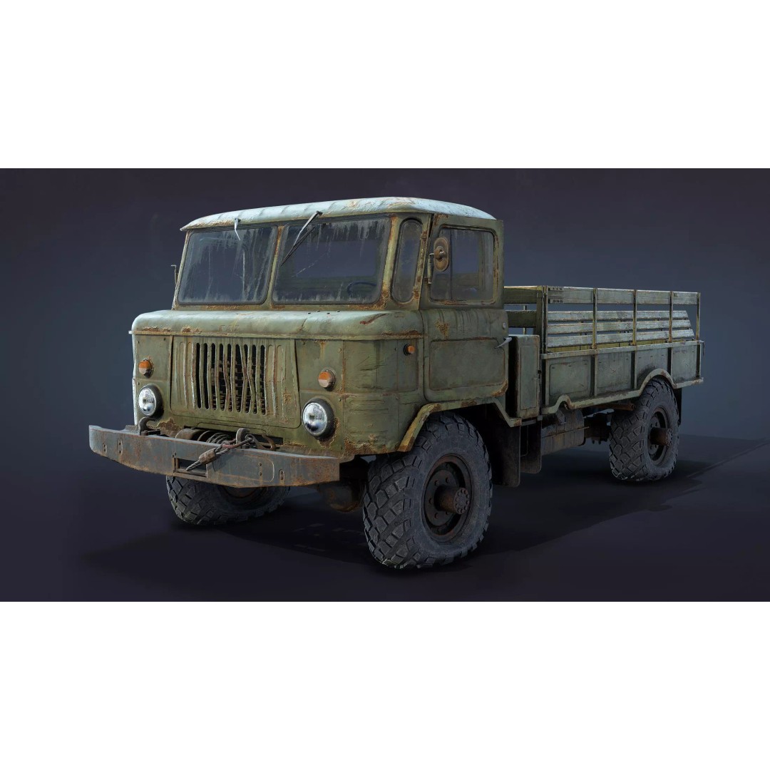 GAZ-66 Flatbed 3D Model – Low Poly Game Ready Asset, FBX - View 2