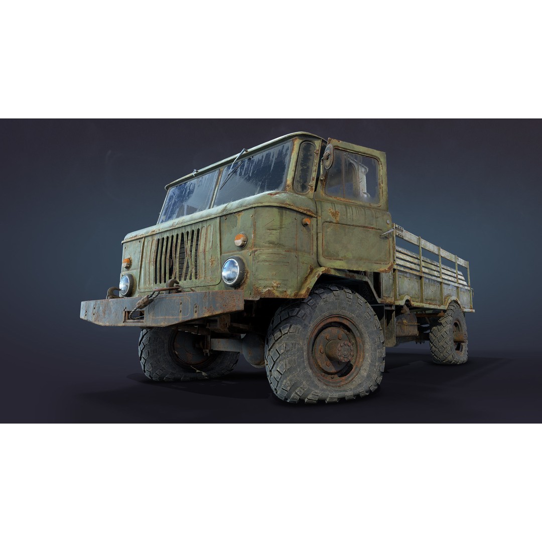 GAZ-66 Flatbed 3D Model – Low Poly Game Ready Asset, FBX - View 3