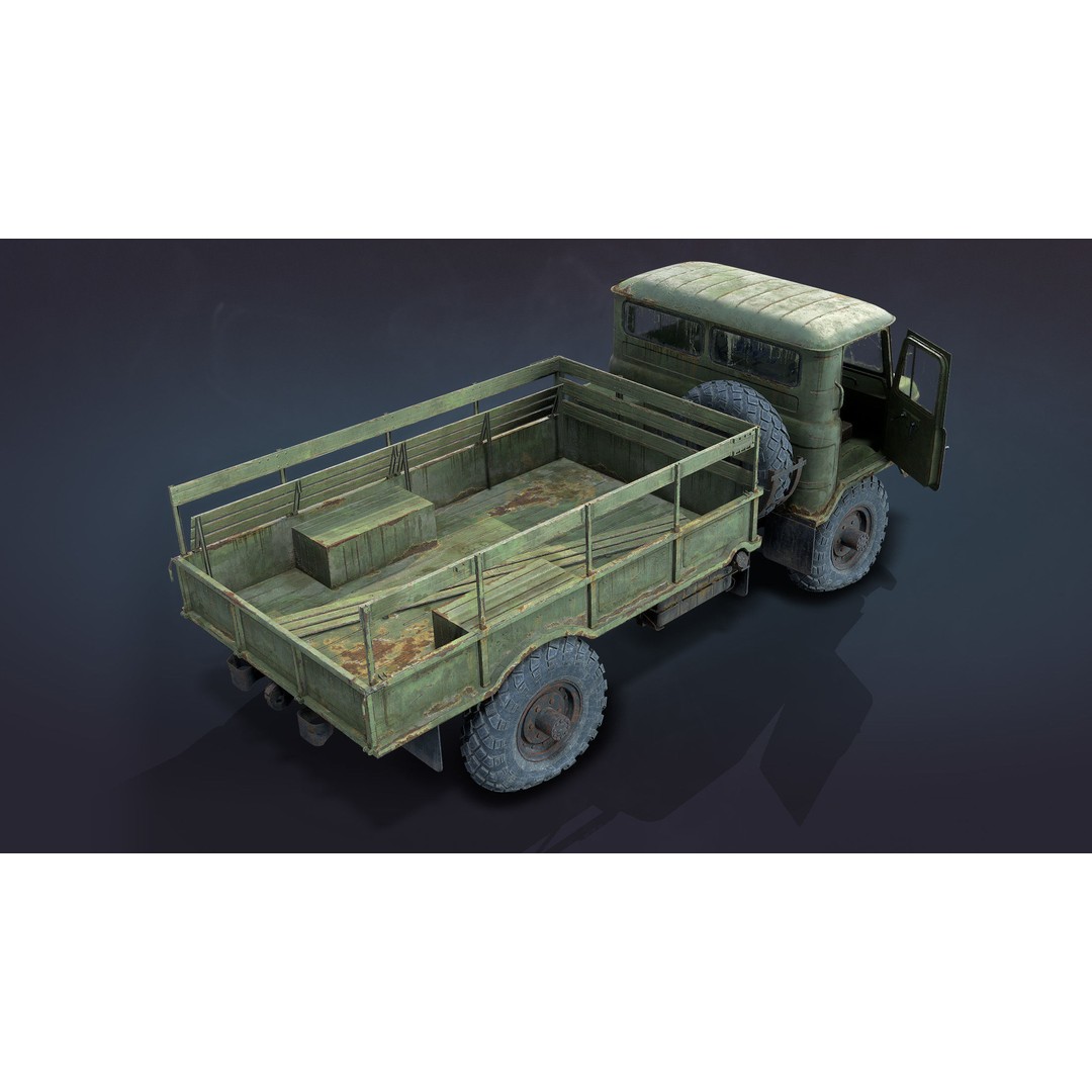 GAZ-66 Flatbed 3D Model – Low Poly Game Ready Asset, FBX - View 8