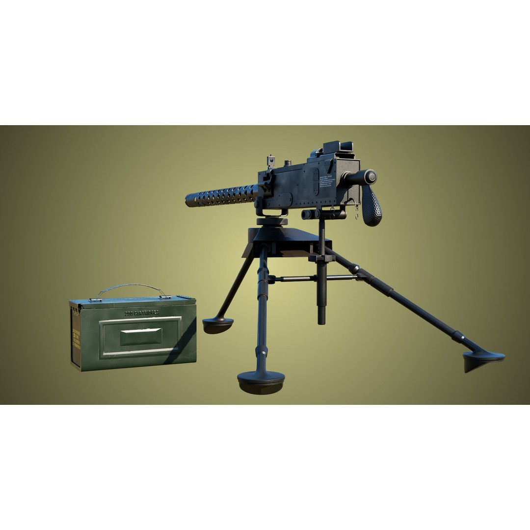 M1919 Browning Machine Gun 3D Model – Low Poly PBR Game Asset, FBX - View 10
