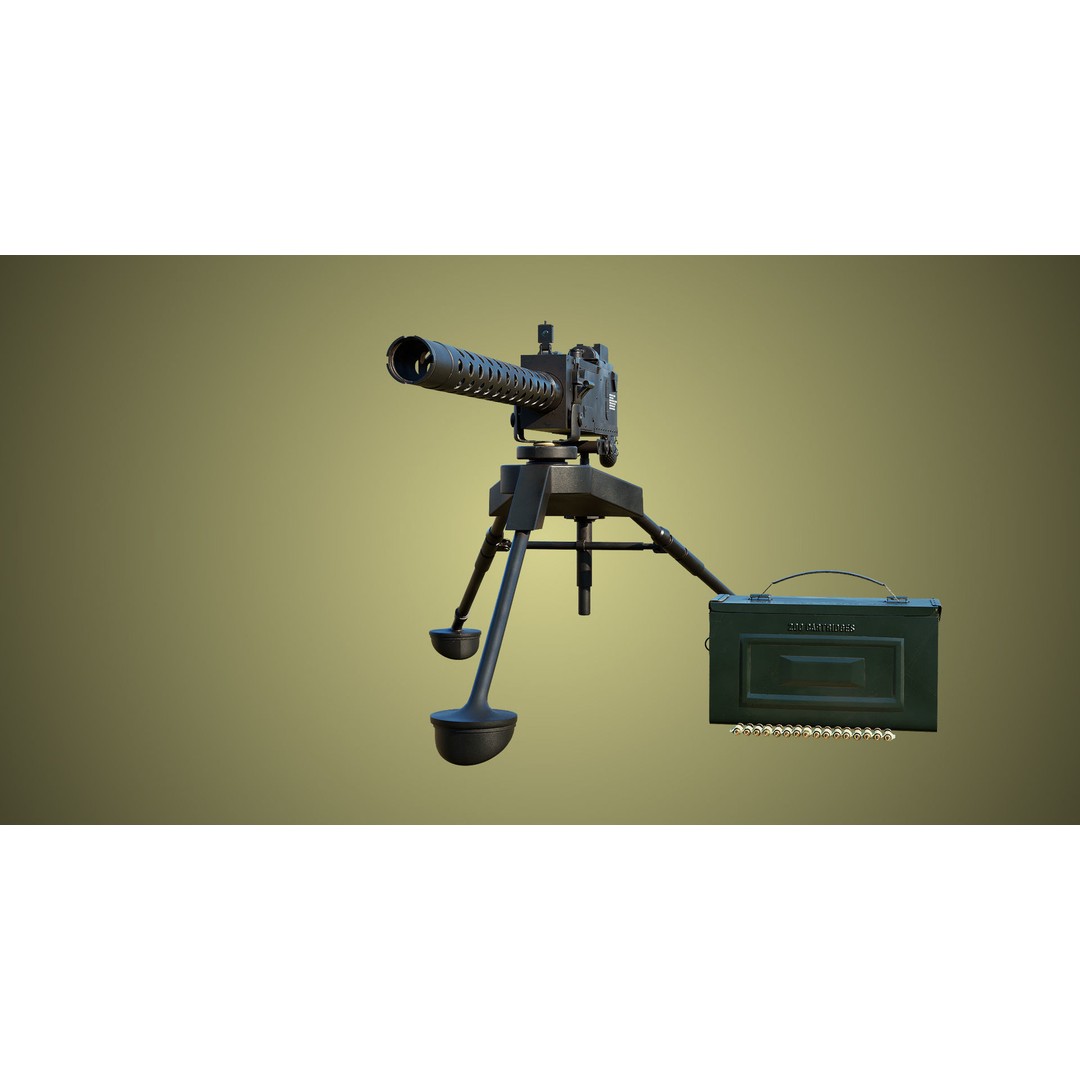 M1919 Browning Machine Gun 3D Model – Low Poly PBR Game Asset, FBX - View 11