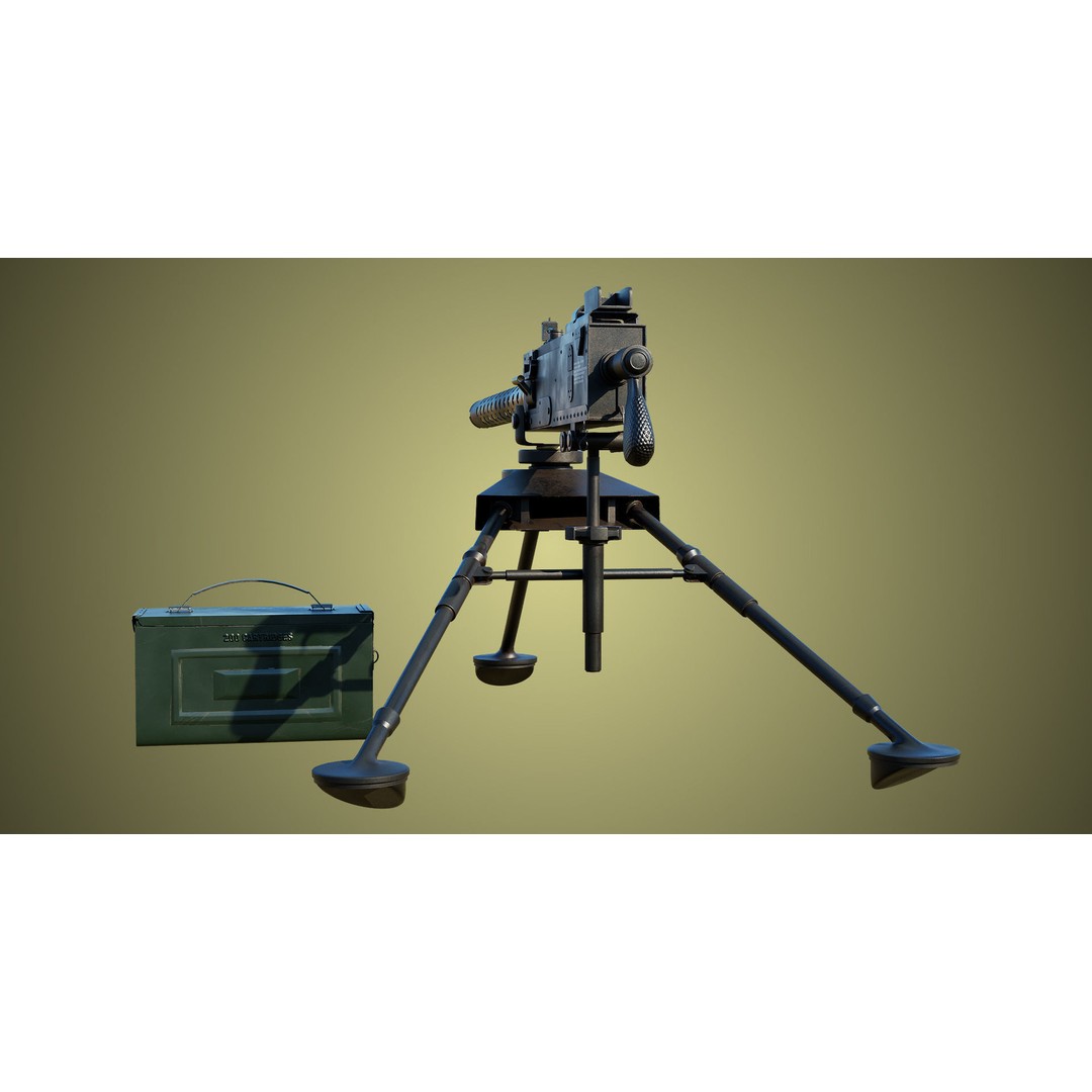 M1919 Browning Machine Gun 3D Model – Low Poly PBR Game Asset, FBX - View 15