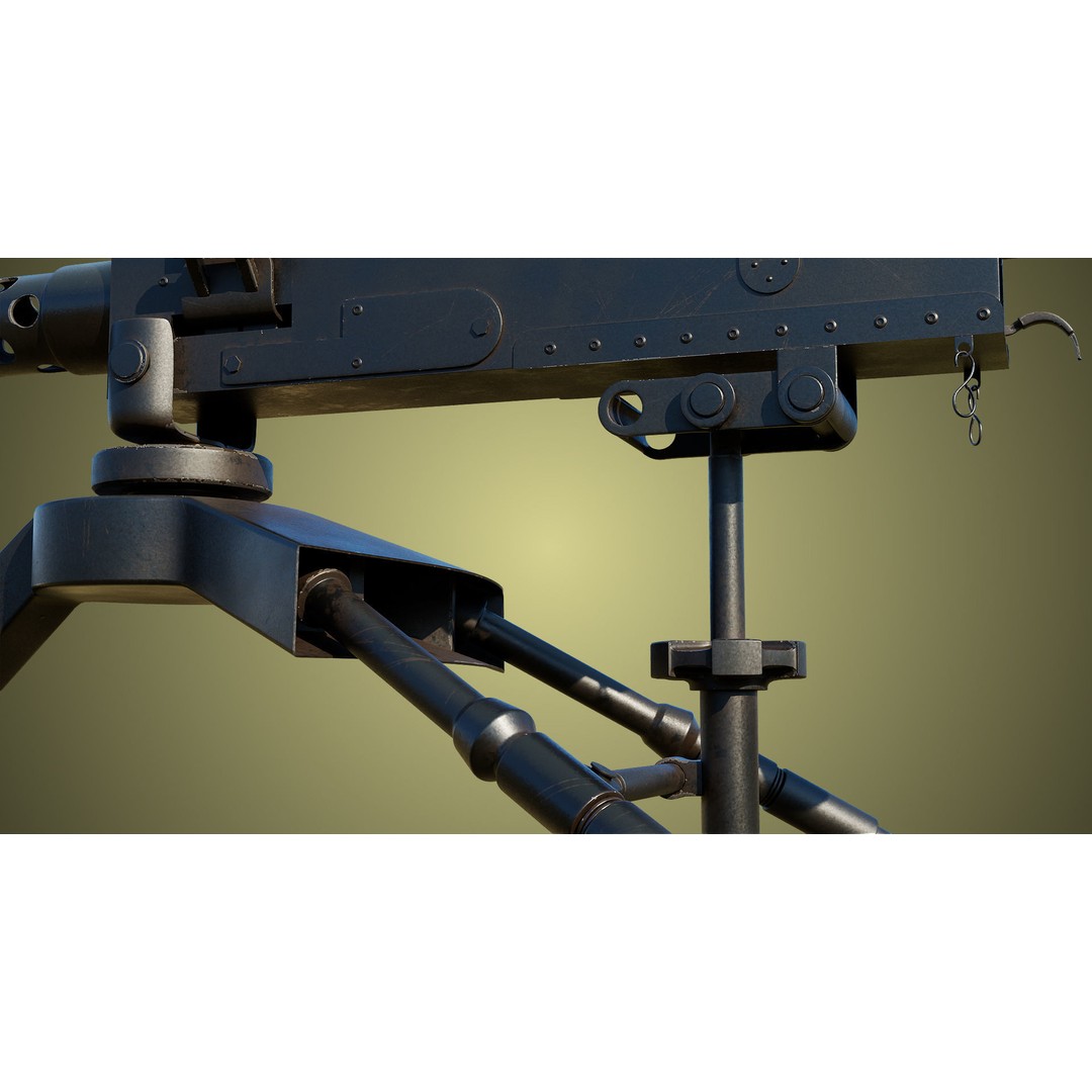 M1919 Browning Machine Gun 3D Model – Low Poly PBR Game Asset, FBX - View 17