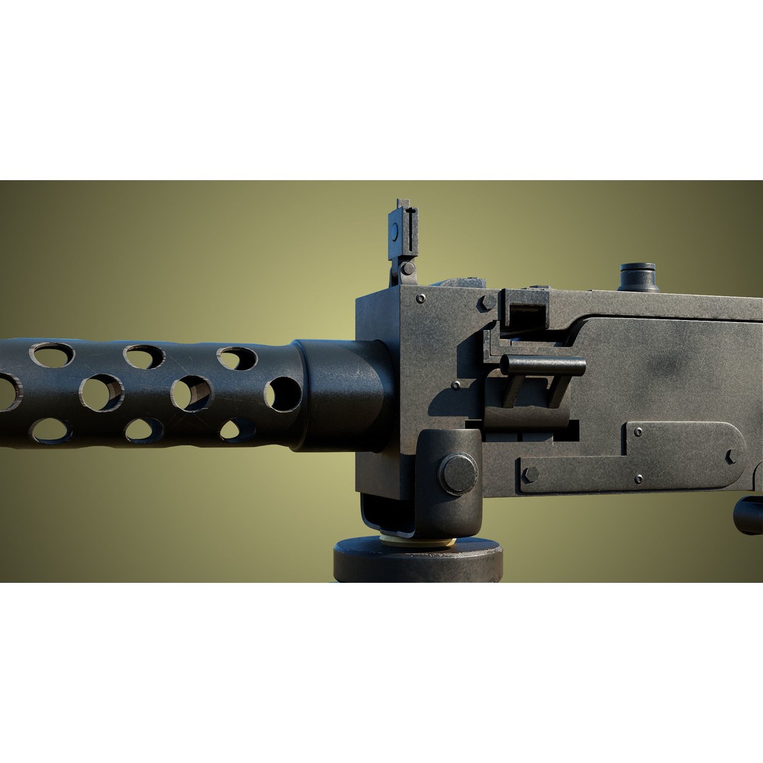 M1919 Browning Machine Gun 3D Model – Low Poly PBR Game Asset, FBX - View 19