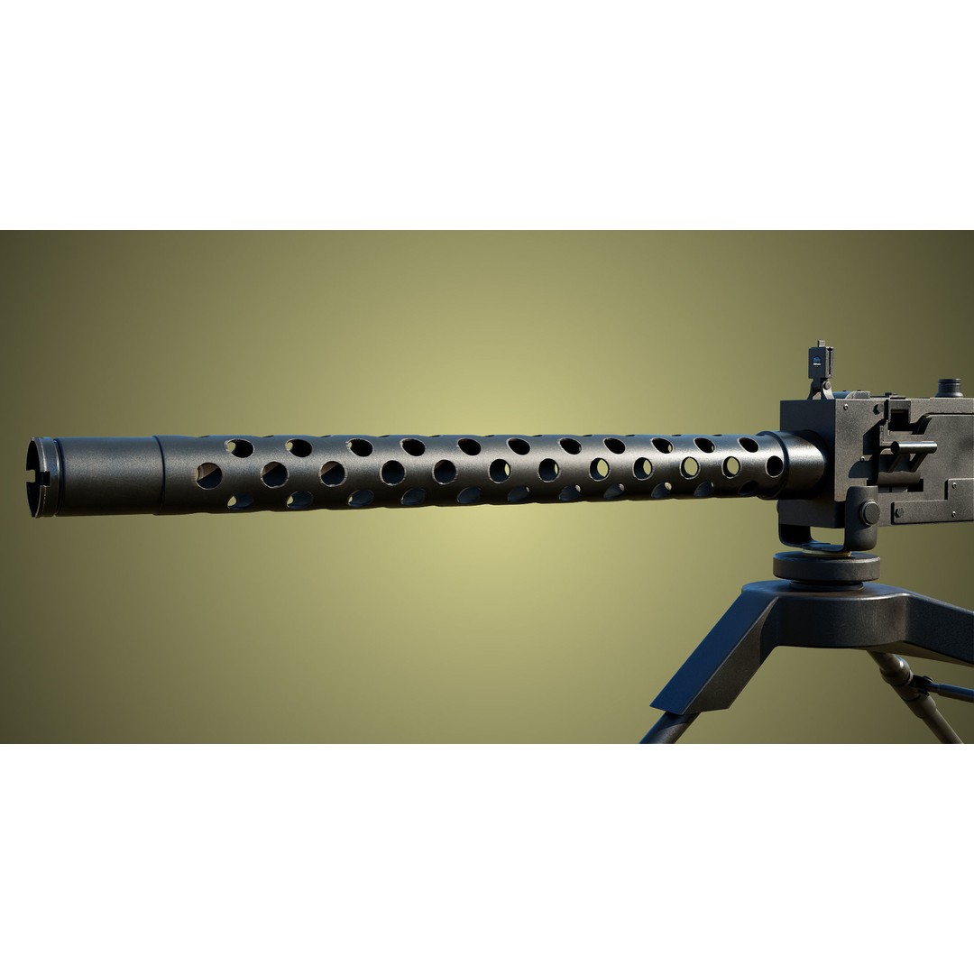 M1919 Browning Machine Gun 3D Model – Low Poly PBR Game Asset, FBX - View 21